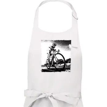 Kuchyňská zástěra Cyklista černobílá cesta - Dámská zástěra na vaření - Univerzální velikost ( Bílá )