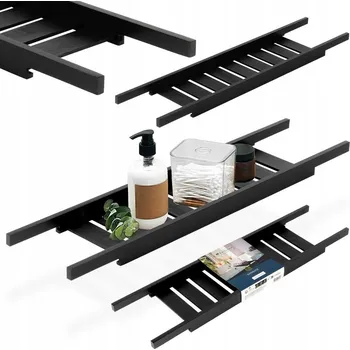 Koupelnový nábytek Bambusová polička do vany černá - na kosmetiku, doplňky a nápoje