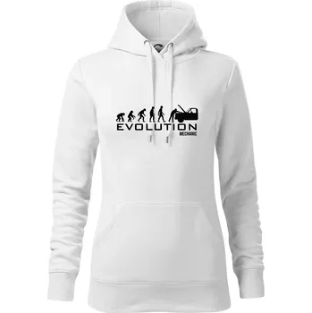 Dámská mikina Evoluce mechanik - Mikina dámská Cape s kapucí - S ( Bílá )