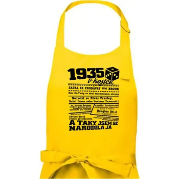 Kuchyňská zástěra 1935 v kostce - Dámská zástěra na vaření - Univerzální velikost ( Žlutá )