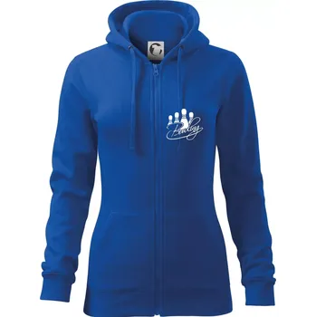 Dámská mikina Bowling kuželky - Dámská mikina trendy zipper s kapucí - S ( Královská modrá )