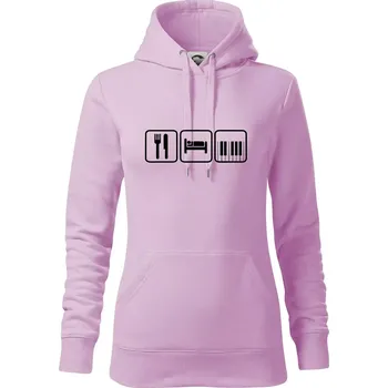 Dámská mikina Eat sleep piano v řadě - Mikina dámská Cape s kapucí - XS ( Orchid )