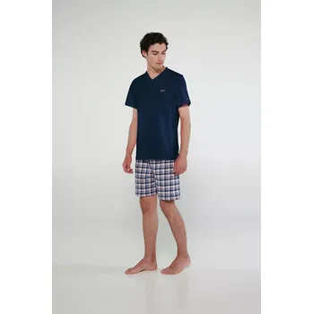 Pánské pyžamo Vamp - Pyžamo s krátkými rukávy 20620 - Vamp blue oxford xl