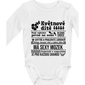 Kojenecký body Narozeniny květen - Body kojenecké s dlouhým rukávem - Dlouhý r. do 3 měs ( Bílá )
