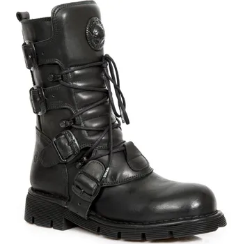Pánská zimní obuv boty kožené unisex - CRUST NEGRO - NEW ROCK - M.1473-S49 - 46