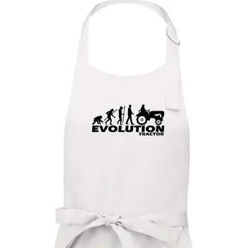 Kuchyňská zástěra Evoluce traktor - Dámská zástěra na vaření - Univerzální velikost ( Bílá )