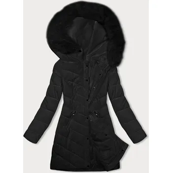 Černá prošívaná dámská zimní bunda s kapucí LHD (2M-057) odstíny černé M (38)