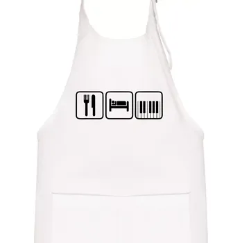 Kuchyňská zástěra Eat sleep piano v řadě - Dětská zástěra na vaření - Univerzální velikost ( Bílá )