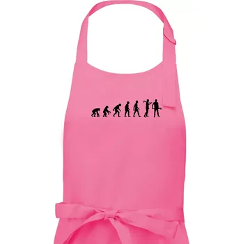 Kuchyňská zástěra Evoluce dřevorubec - sekera - Pánská zástěra na vaření - Univerzální velikost ( Růžová )