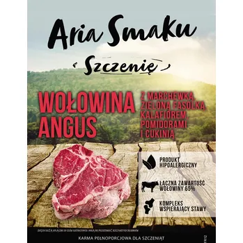 Krmivo pro psa ARIA SMAKU PRO ŠTĚŇATA S HOVĚZÍM MASEM BEZ OBILOVIN VYSOKOMASÁ, PYTEL 6 kg