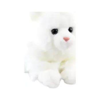 plyšák bílá plyšová kočka ležící 20 cm eco‑friendly