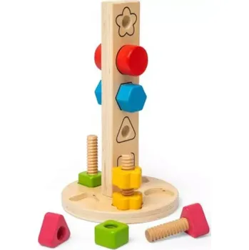 Dřevěná hračka Bigjigs toys dřevěná šroubovací věž s tvary