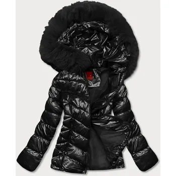 Černá krátká dámská bunda s kožešinou (TY036-1) odstíny černé XL (42)