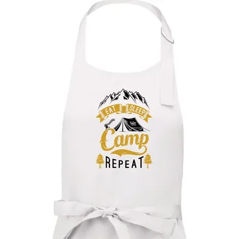 Kuchyňská zástěra Eat Sleep Camp Repeat - Dámská zástěra na vaření - Univerzální velikost ( Bílá )