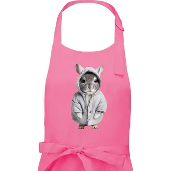 Kuchyňská zástěra Křeček v mikině - Dámská zástěra na vaření - Univerzální velikost ( Růžová )