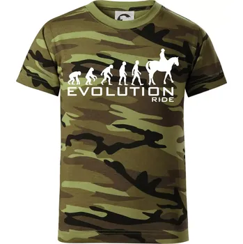 Chlapecké oblečení Evoluce Ride horse - Dětské maskáčové triko - 122 cm/6 let ( Zelený maskáč )