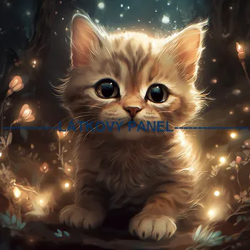 Látkový panel - Kočka - KČ-125 Velikost: 15x15cm, Materiál: Úplet