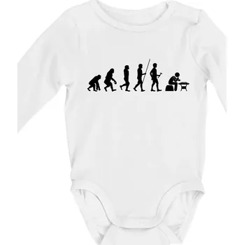 Evoluce šachy - Body kojenecké s dlouhým rukávem - Dlouhý r. do 3 měs ( Bílá )