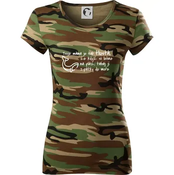 Tvoje mama je tak tlustá - moře - Dámské maskáčové triko - S ( Hnědý maskáč )