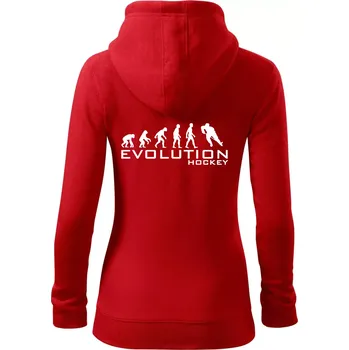 Dámská mikina Evoluce Hockey - hráč - Dámská mikina trendy zipper s kapucí - XS ( Červená )