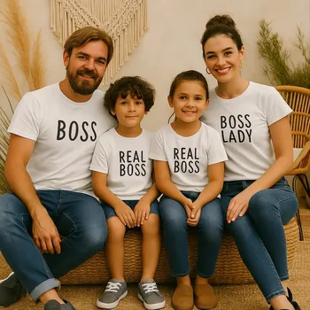 Trička pro celou rodinu REAL BOSS Barva: Bílá, Velikost: Pro chlapečka: 76-86 (12-18 měsíců)