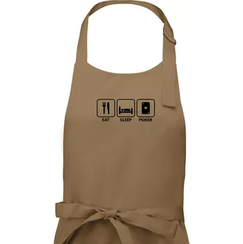 Kuchyňská zástěra Eat sleep poker - Pánská zástěra na vaření - Univerzální velikost ( Cappuccino )