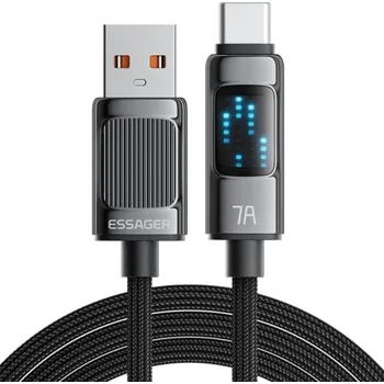ESSAGER Dazzling opletený nabíjecí a datový kabel - USB-A na USB-C - 2 m - černý