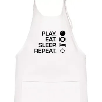 Kuchyňská zástěra Play eat sleep squash - Dětská zástěra na vaření - Univerzální velikost ( Bílá )