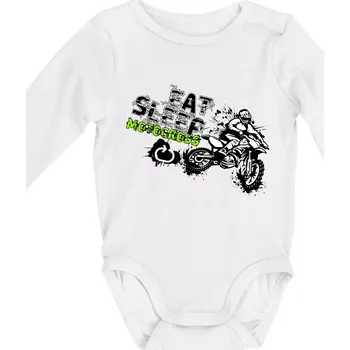 Eat Sleep Motocross - Body kojenecké s dlouhým rukávem - Dlouhý r. 3-6 měs ( Bílá )