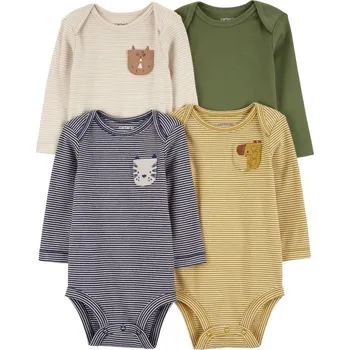 Kojenecký body CARTERS CARTER'S Body dlouhý rukáv Navy/Olive Animal kluk 4ks NB/vel. 56