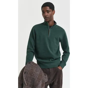 Pánské oblečení MIKINA GANT SACKER RIB HALF ZIP TARTAN GREEN