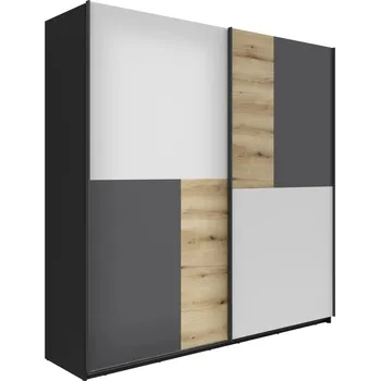 Šatní skříň Šatní skříň Mix - Black Red White - BRW černá/světlá šedá/antracit/dub evoke 215x218 cm