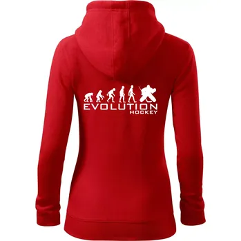 Dámská mikina Evoluce Hockey brankář - Dámská mikina trendy zipper s kapucí - M ( Červená )