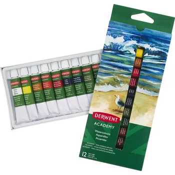 Pastelka Tempery DERWENT Academy Watercolour Paints 12 ml 12 barev