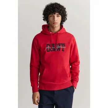Pánská mikina MIKINA GANT ARCH SCRIPT HOODIE RUBY RED