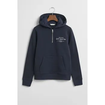 Dívčí mikina MIKINA GANT SPORT CLUB GRAPHIC HALF-ZIP HOODIE EVENING BLUE