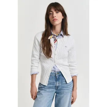 Dámský svetr KARDIGÁN GANT STRETCH COTTON CABLE CARDIGAN EGGSHELL