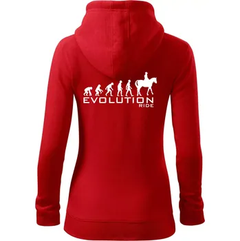 Dámská mikina Evoluce Ride horse - Dámská mikina trendy zipper s kapucí - XS ( Červená )