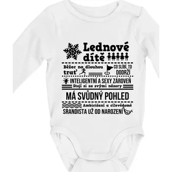 Kojenecký body Narozeniny leden - Body kojenecké s dlouhým rukávem - Dlouhý r. do 3 měs ( Bílá )