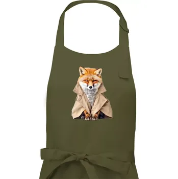 Kuchyňská zástěra Liška v kabátu - Dámská zástěra na vaření - Univerzální velikost ( Khaki )