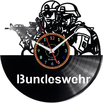 Hodiny BUNDESWEHR HODINY NÁSTĚNNÉ DEKORATIVNÍ MODERNÍ VINYLOVÁ DESKA VINYL NA ZEĎ
