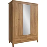 Prostorná třídveřová skříň s 2 zásuvkami Bergen - Black Red White - BRW Modřín Sibiu Zlatý 144x202 cm