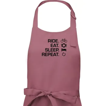 Kuchyňská zástěra Ride Eat Sleep Repeat kolo - Pánská zástěra na vaření - Univerzální velikost ( Starorůžová )