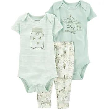 Kojenecká souprava CARTER'S Set 3dílný body kr. rukáv 2ks, legíny Green Firefly neutrál NB/vel. 56