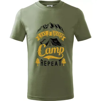 Chlapecké oblečení Eat Sleep Camp Repeat - Tričko dětské bavlněné - 158 cm/12 let ( Khaki )