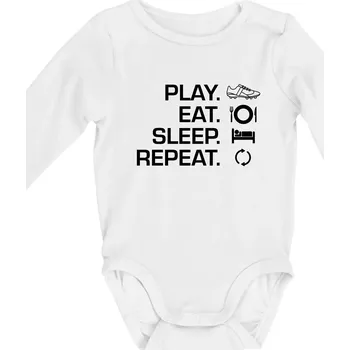 Kojenecký body Play Eat Sleep Repeat fotbal - Body kojenecké s dlouhým rukávem - Dlouhý r. do 3 měs ( Bílá )