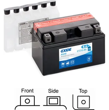 Auto-moto Exide ETZ10-BS / ETZ10S-BS motobaterie AGM suchá, přednabitá 12V 8,6Ah 145A 150x87x93 LEVÁ