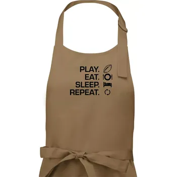 Kuchyňská zástěra Play Eat Sleep Repeat americký fotbal - Dámská zástěra na vaření - Univerzální velikost ( Cappuccino )