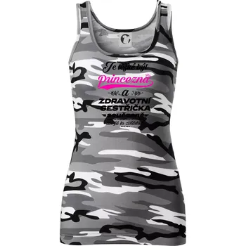 Dámské tričko Je těžké být princezna - zdravotní sestřička - Dámské Maskáčové tílko - S ( Šedý maskáč )