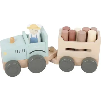 eliNeli Dřevěný traktor pro děti s vlečkou a doplňky